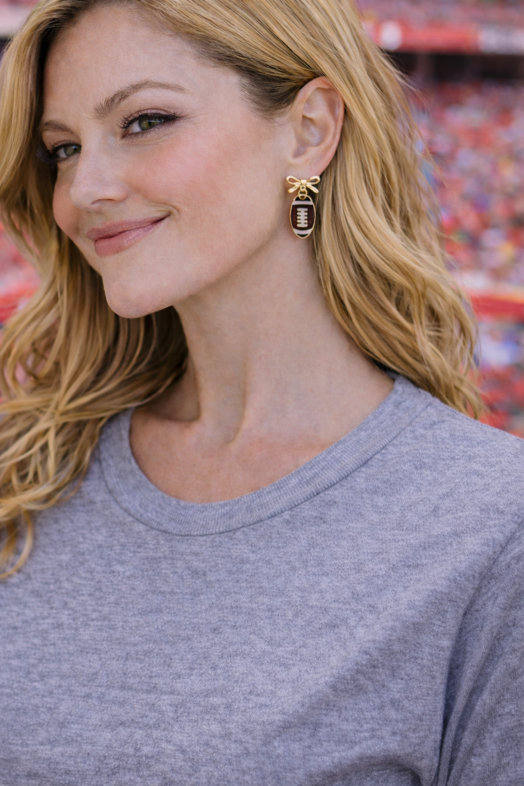 Bow Football Earrings Enamel Game Day