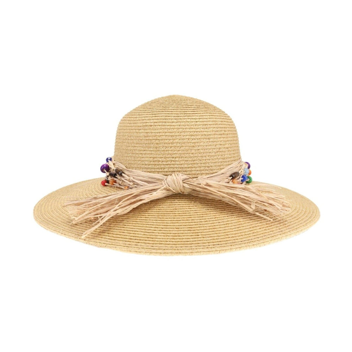 Gloria Colorful Bead Trim Wide Brim Hat