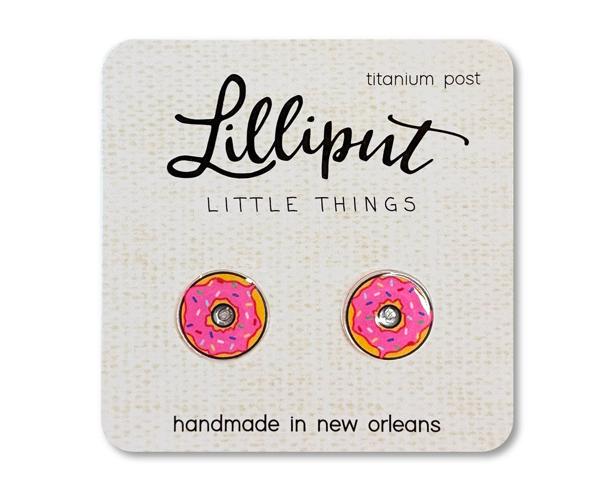 Pink Sprinkle Donut Earrings // Food Earrings