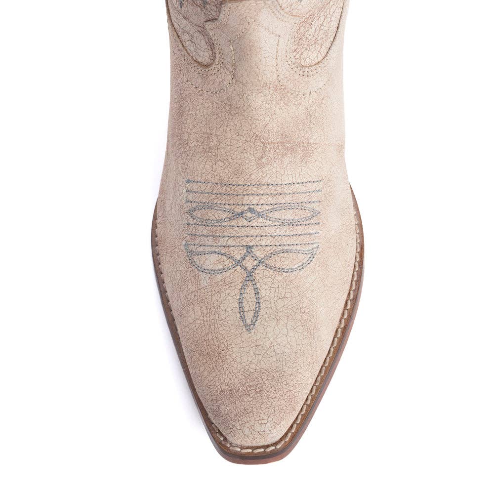 Syllvia Prairie White Embroidered Leather Boots