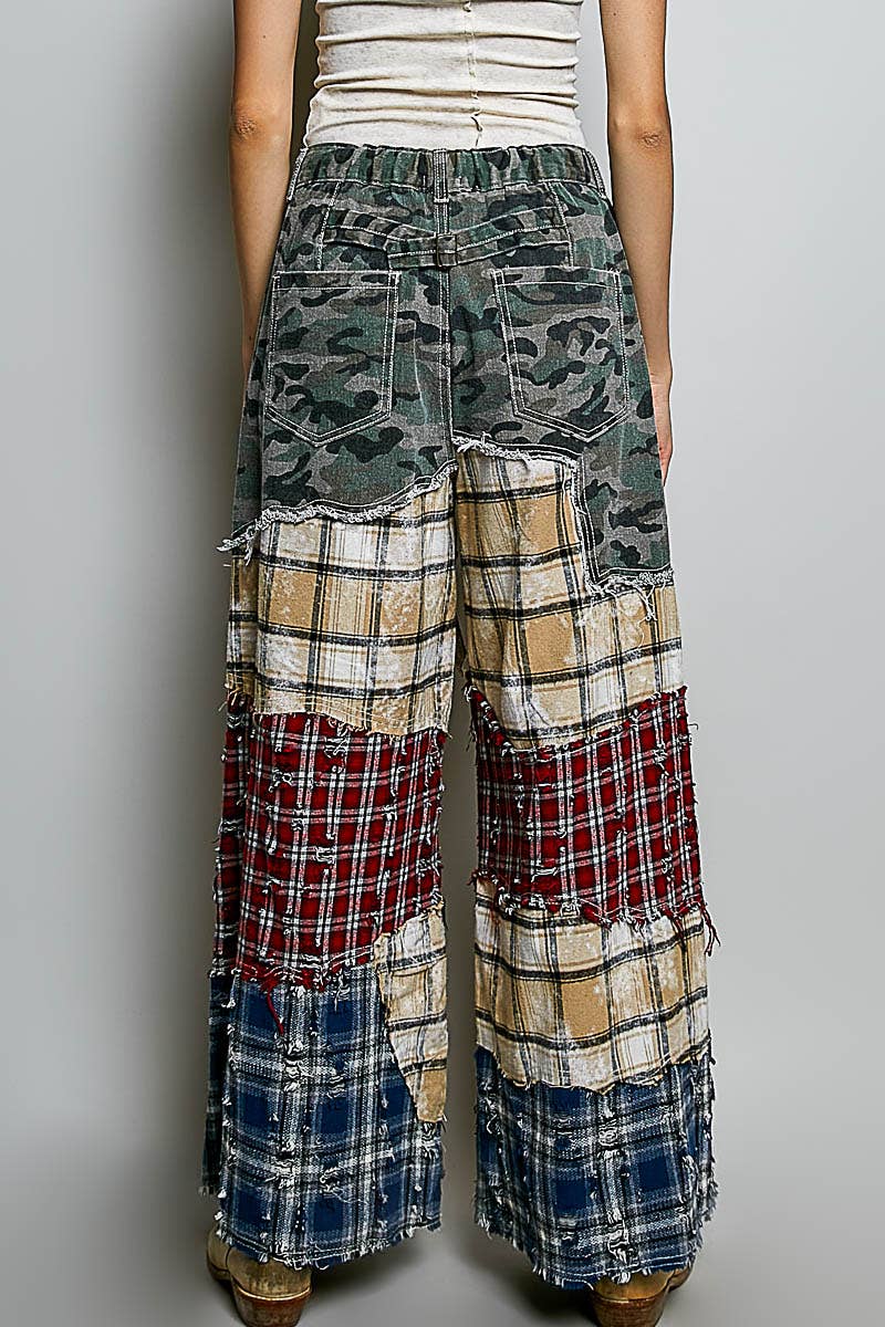 Asymmetrical Patchwork Twill Pants