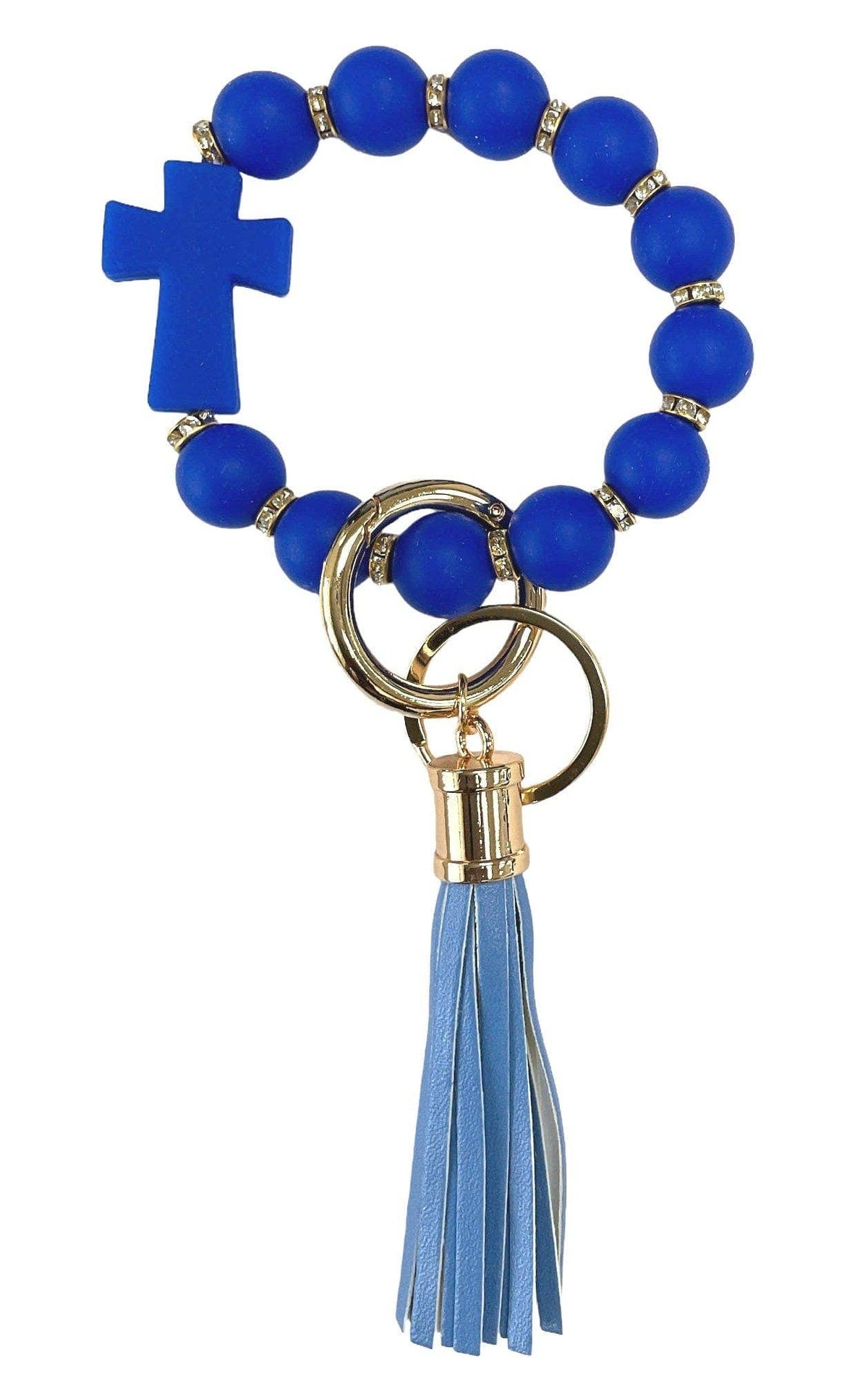 Silicone Beaded Cross Keychain Bracelet