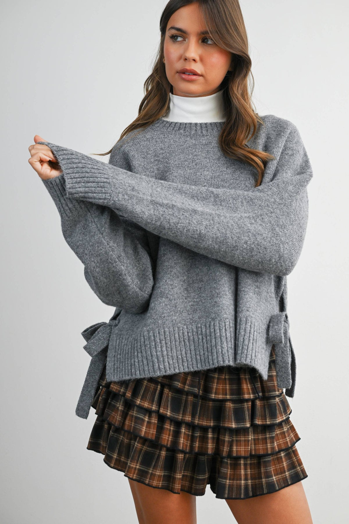 Tie Split-Hem Crewneck Long Sleeve Top - BMW7900