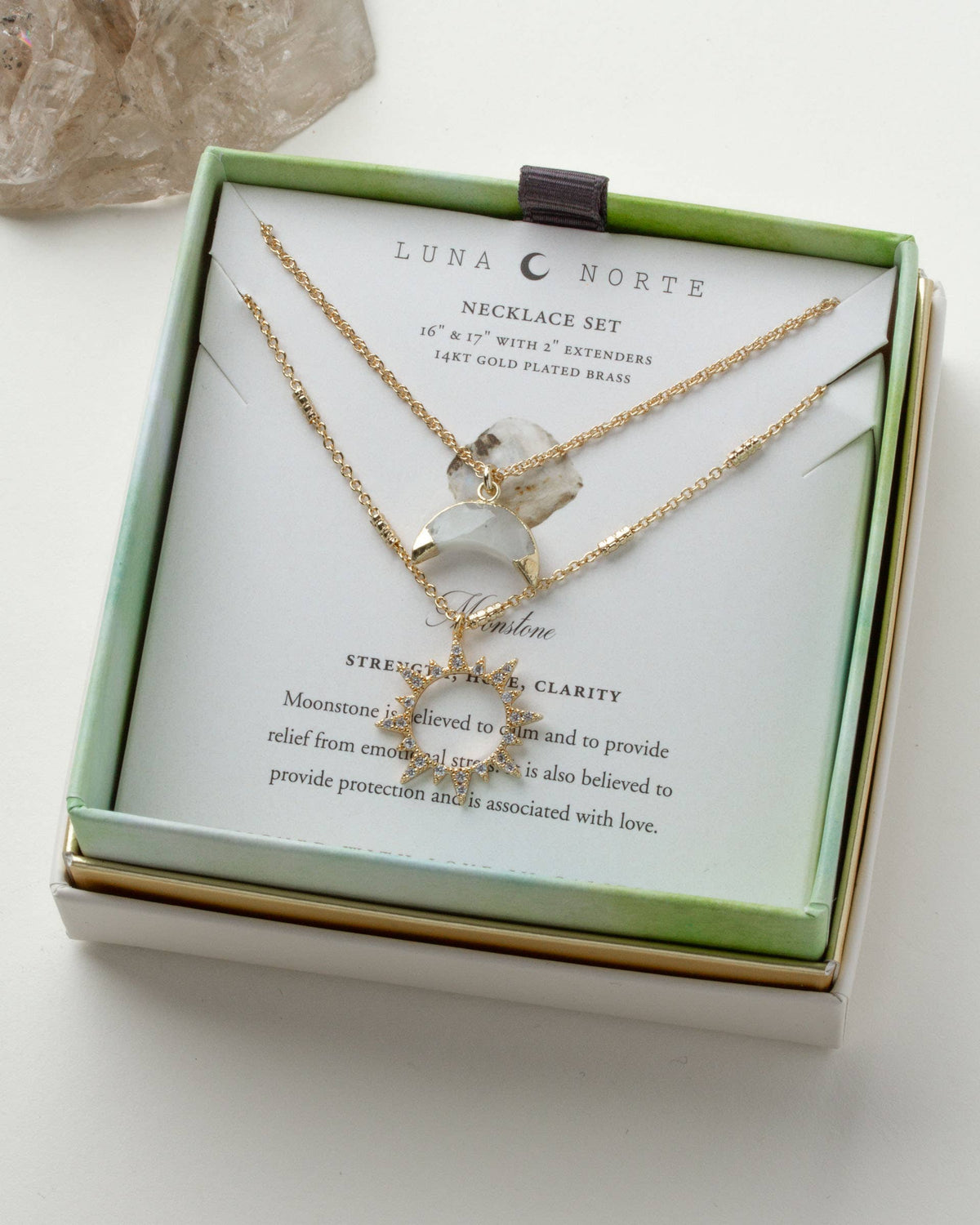 Sun & Moon Moonstone Layered Necklace Set