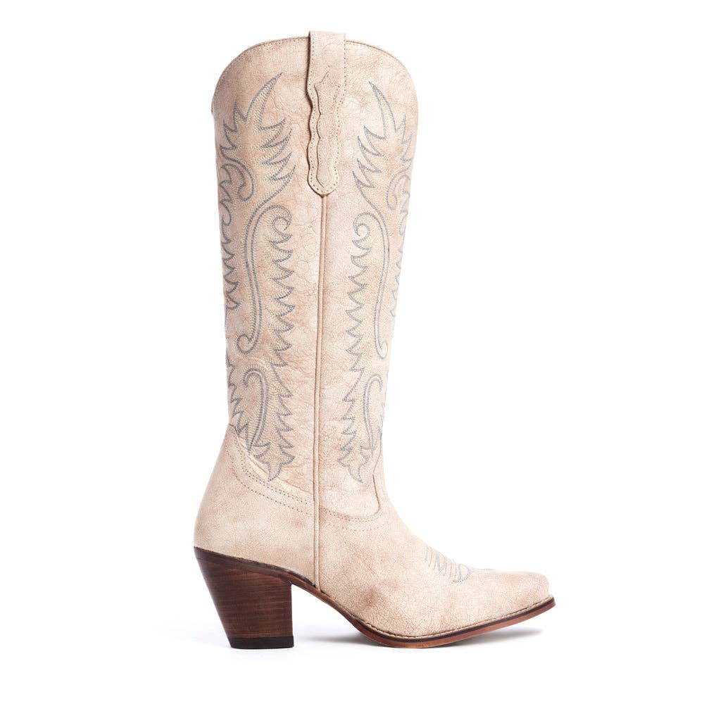 Syllvia Prairie White Embroidered Leather Boots