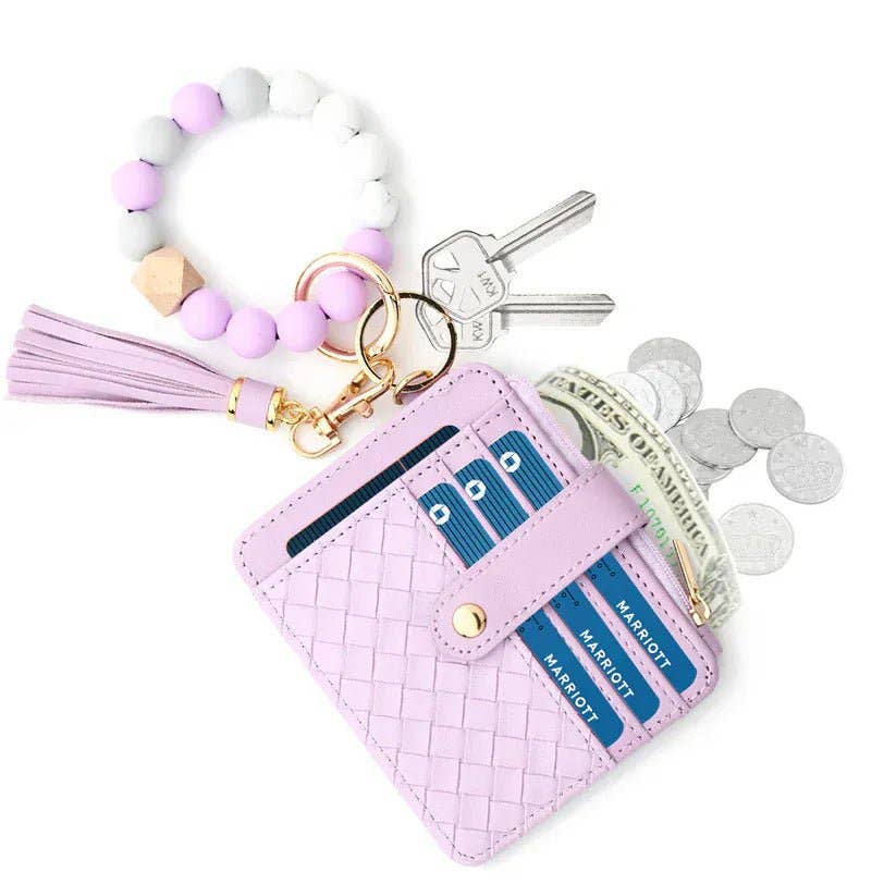 Nina Quilted Beaded Keychain Bracelet Wallet