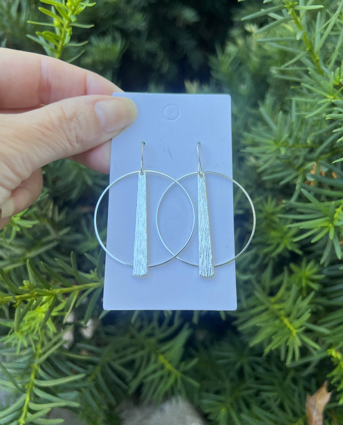 Silver Art Deco Hoop Metal Statement Earrings