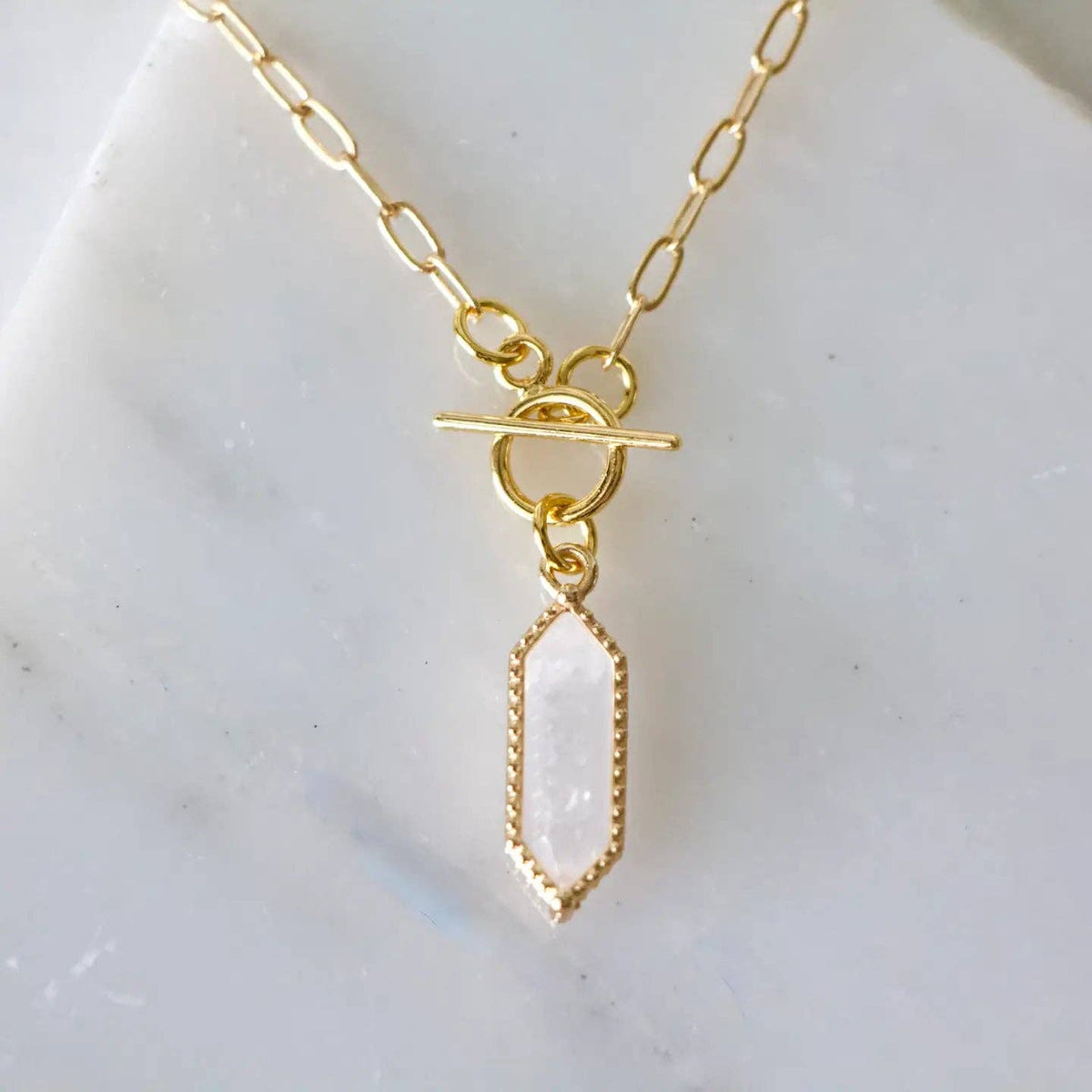 Amethyst, Quartz, Rose Quartz Toggle Necklace