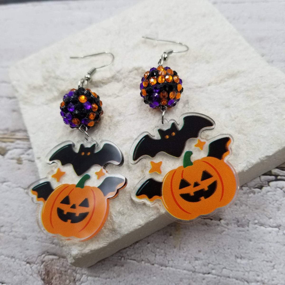 Disco Pumpkin Halloween Earrings