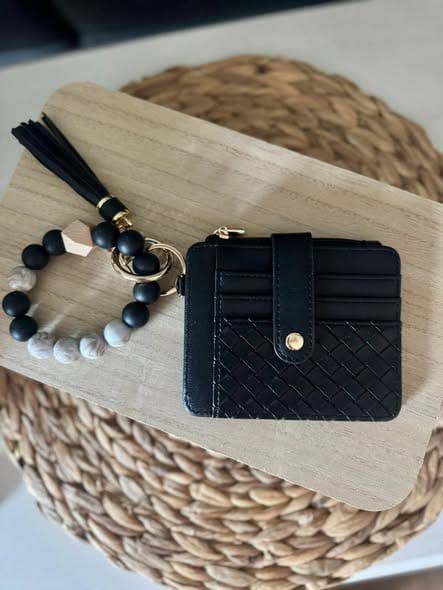 Nina Quilted Beaded Keychain Bracelet Wallet