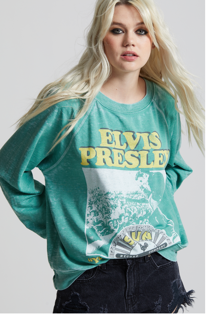 L / 302157 - 930 Sun Records X Elvis Ls Burnout Sweatshirt