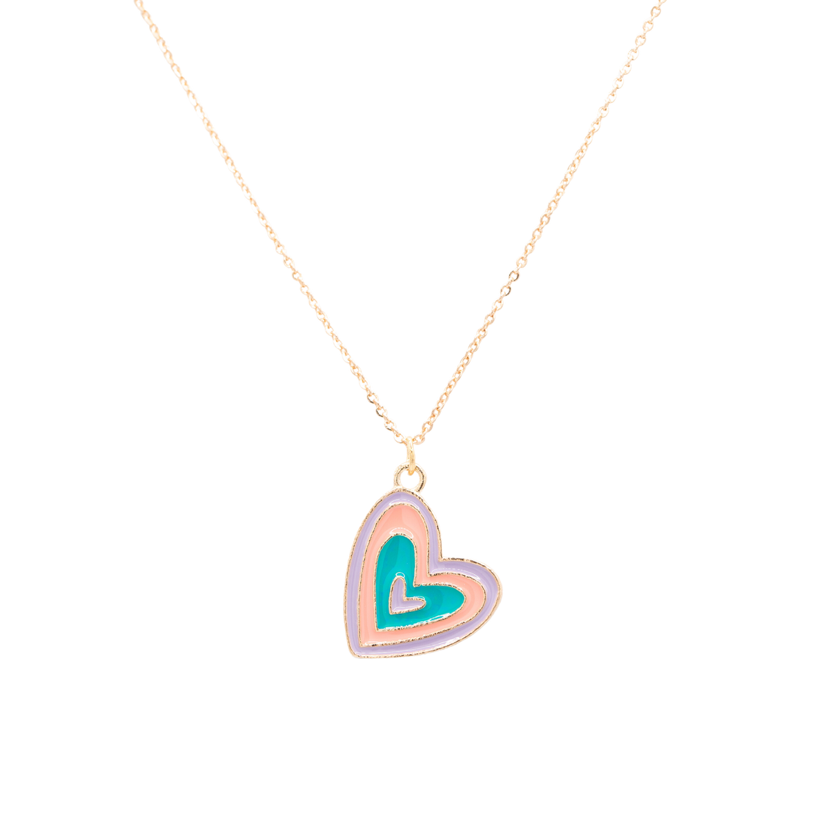 Multi Heart Enamel Charm Necklace Children's Jewelry Gift