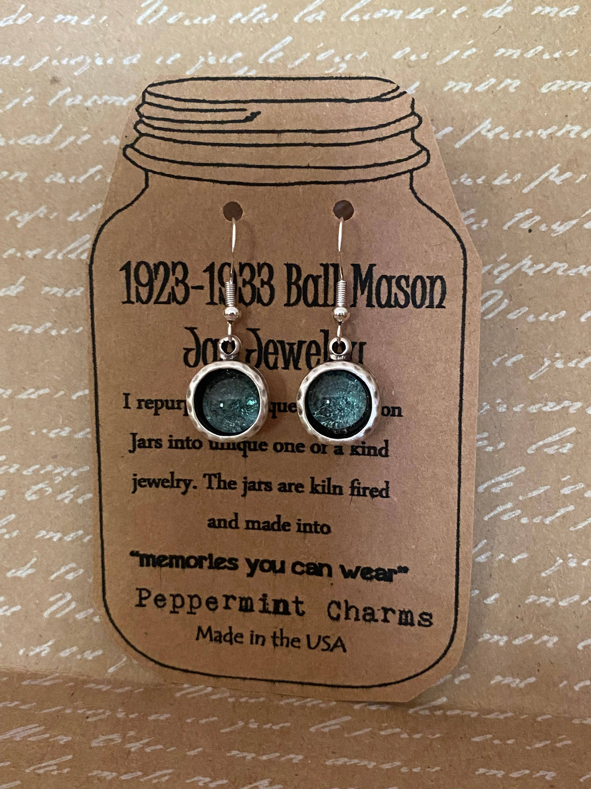 Antique Ball Jar Beveled Earrings Sterling Silver