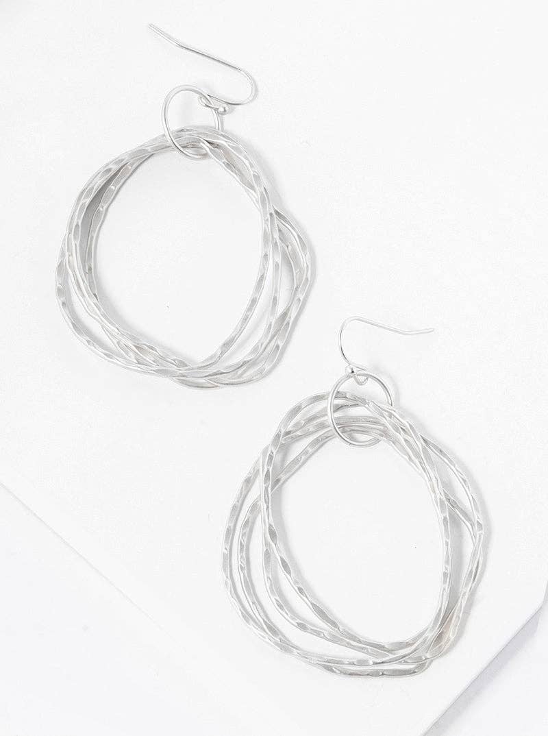 Sculpted Circles Hammered Drop Earrings