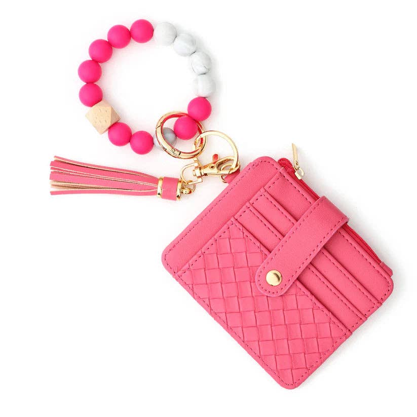 Nina Quilted Beaded Keychain Bracelet Wallet