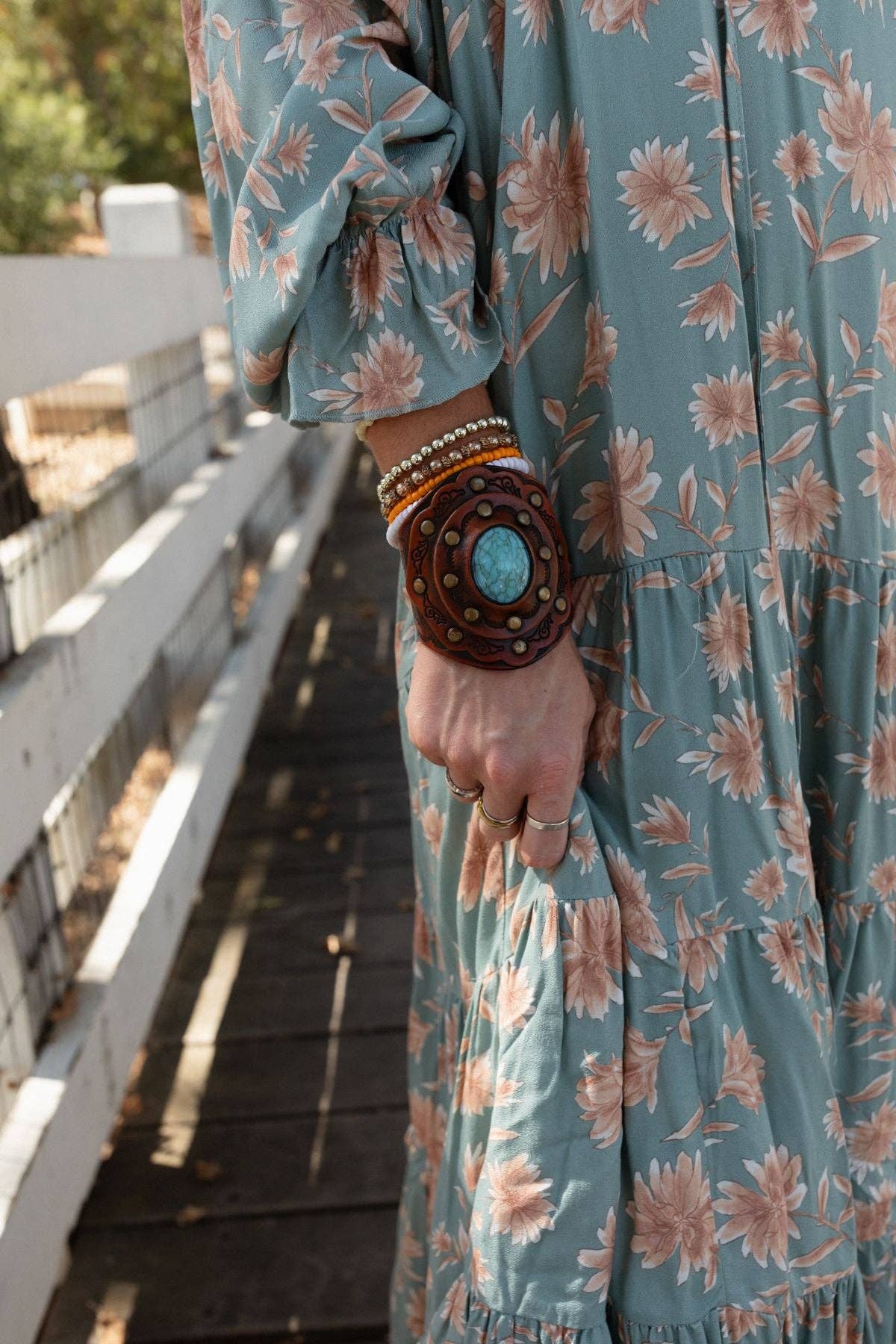 Trending Gift: Aegean Boho Leather Cuff Bracelet - Brown