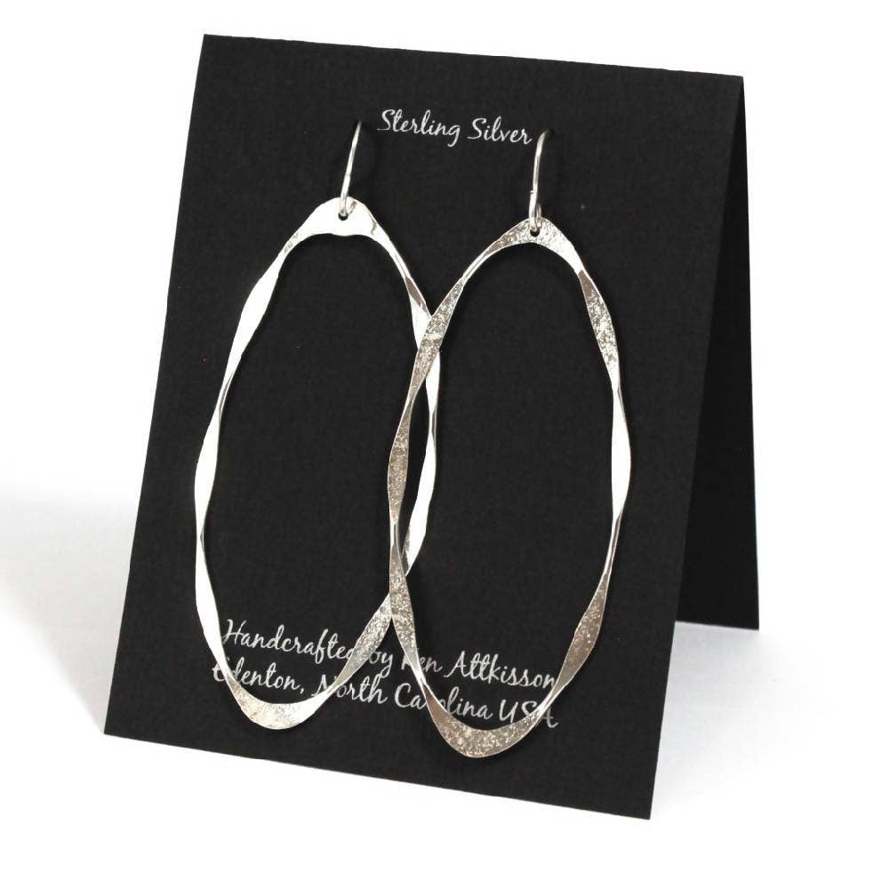 Sterling Silver Earrings Large Thick Ovals