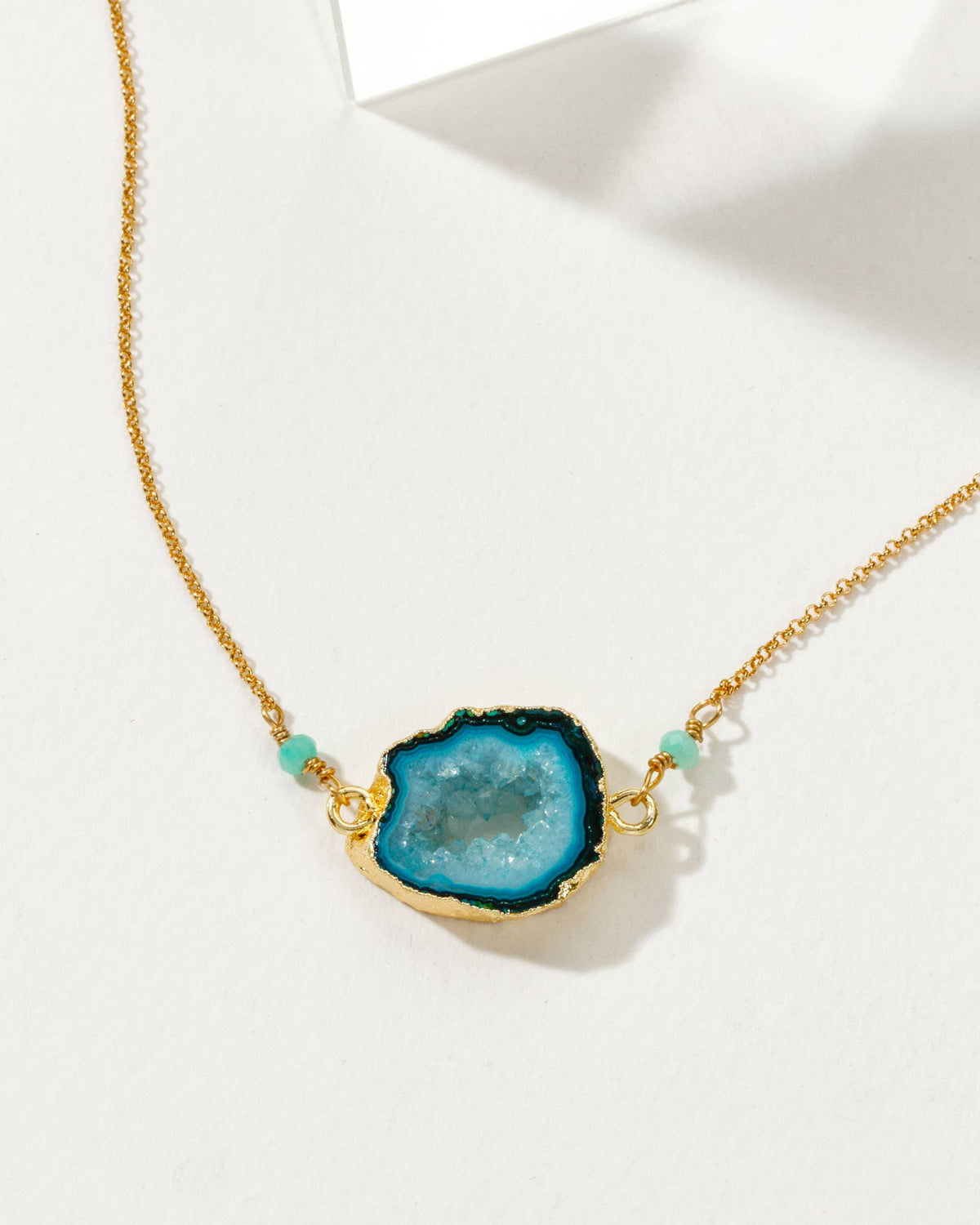 Earthly Teal Agate Geode Necklace