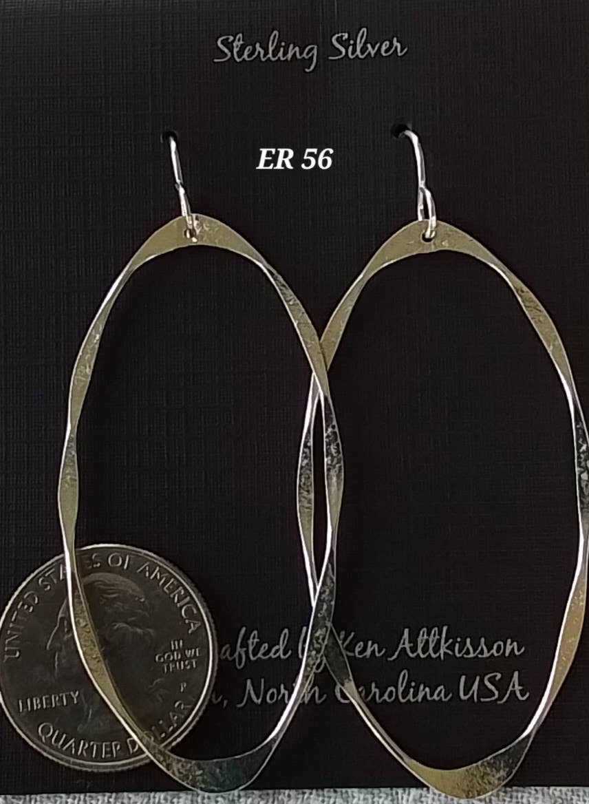 Sterling Silver Earrings Large Thick Ovals