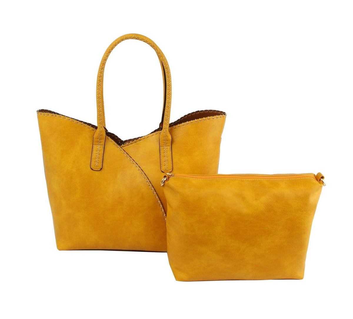 Stitch Trim Detail Shoulder/Tote Set Bag