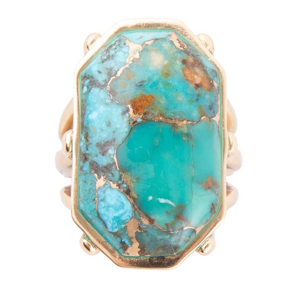 Dolce Teal Turquoise Matrix Ring
