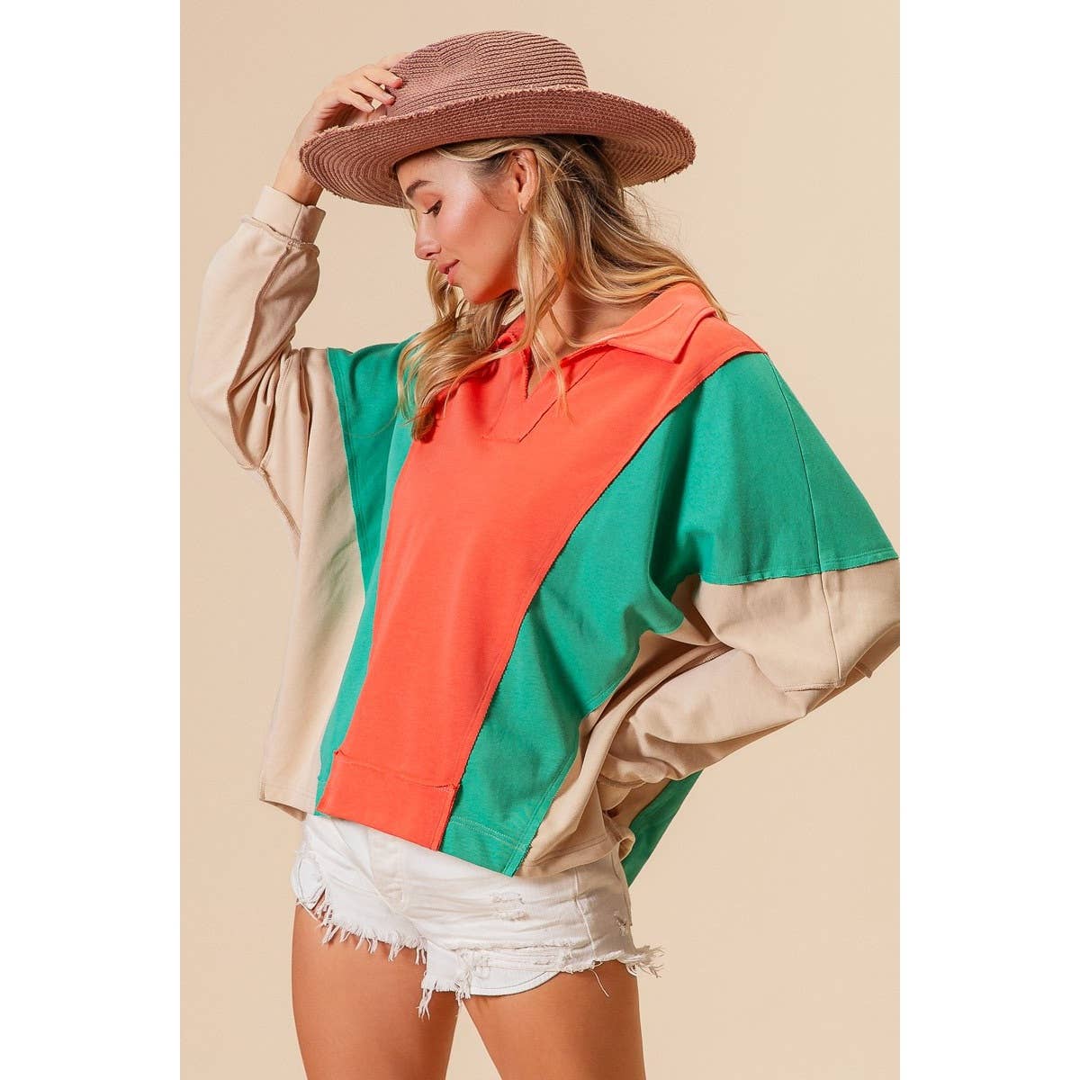 Colorblock French Terry Knit Top