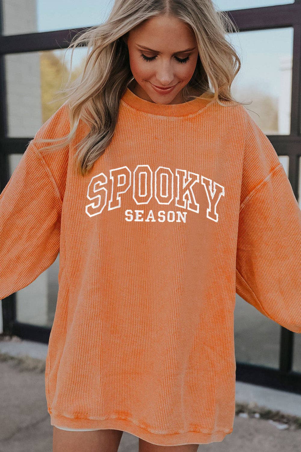 Spooky Season Embroidered Ribbed Tunic Sweatshirt