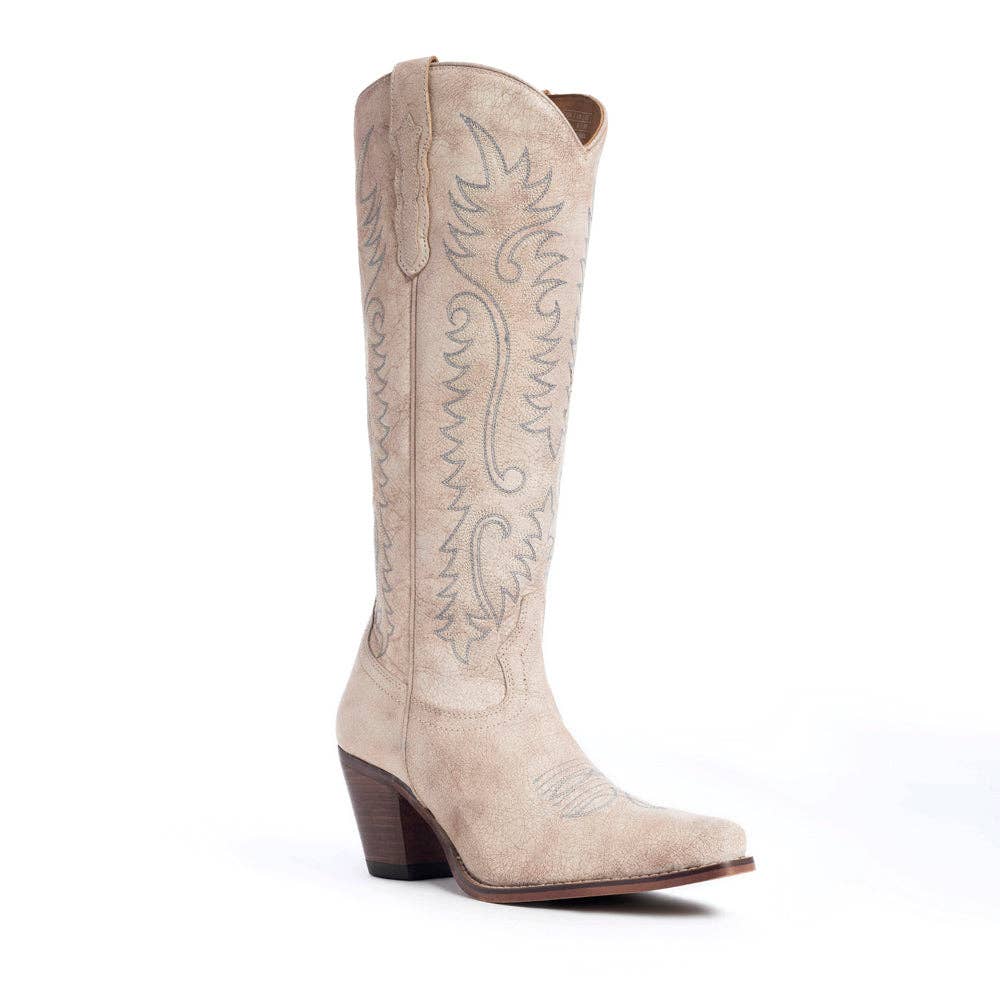 Syllvia Prairie White Embroidered Leather Boots