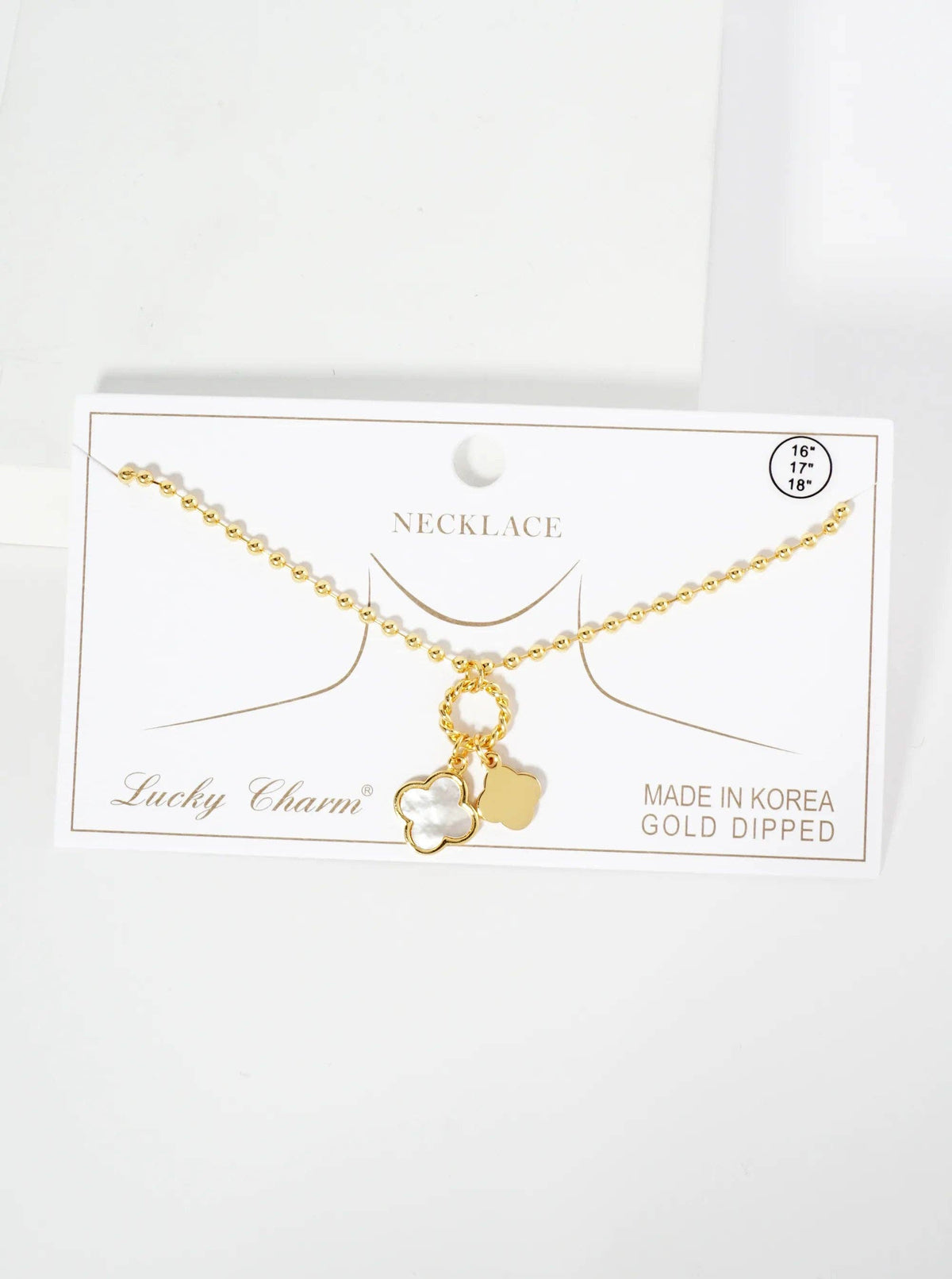 Lucky Double Quatrefoil Ball Chain Necklace