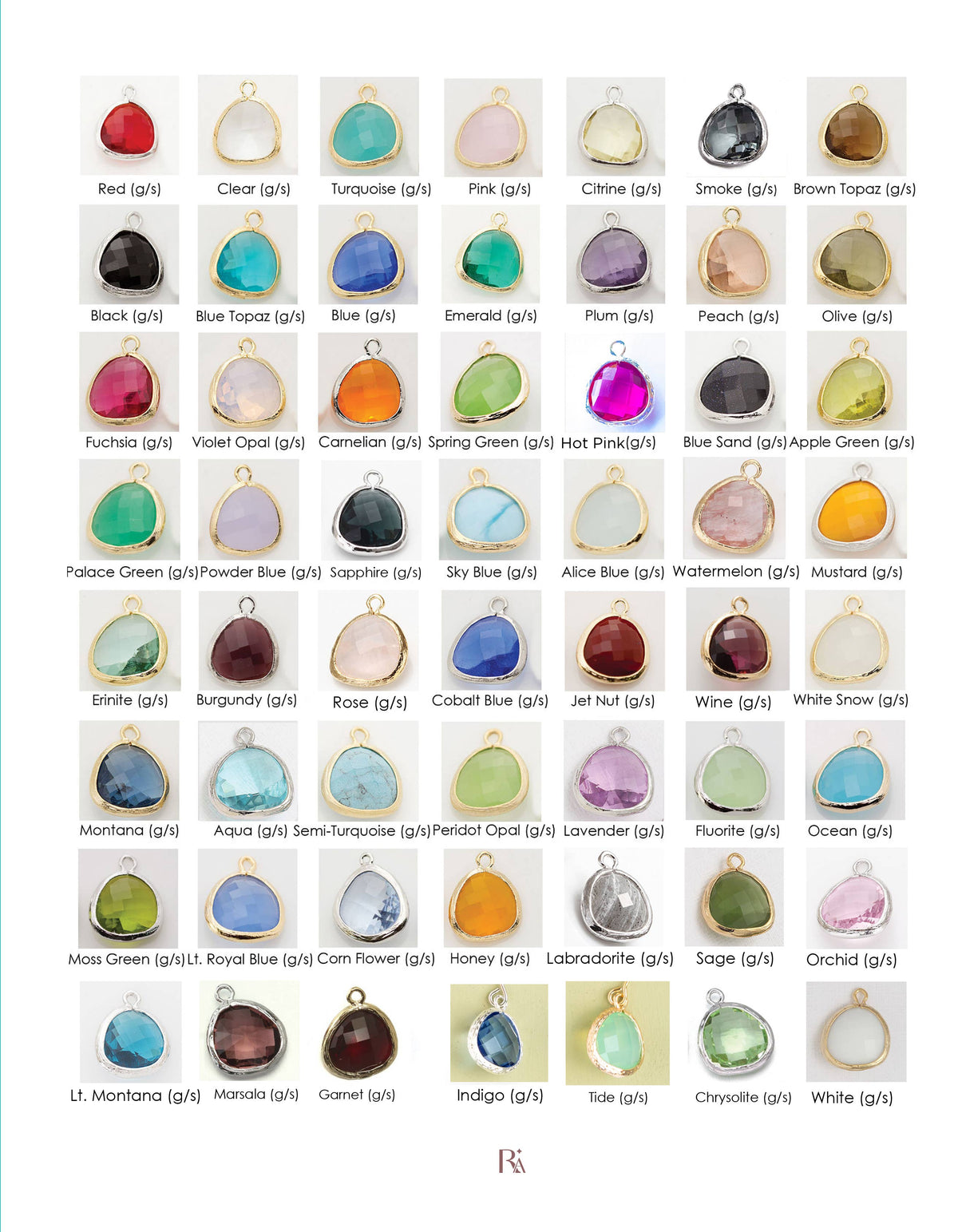 Gemstone Thread Through Earring 80 Color Choice Gold Silver