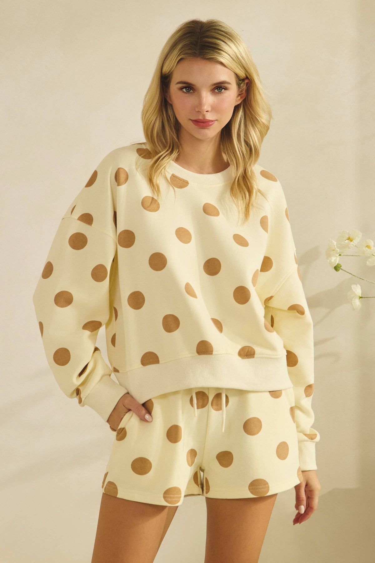 Polka Dot Crewneck Sweatshirt