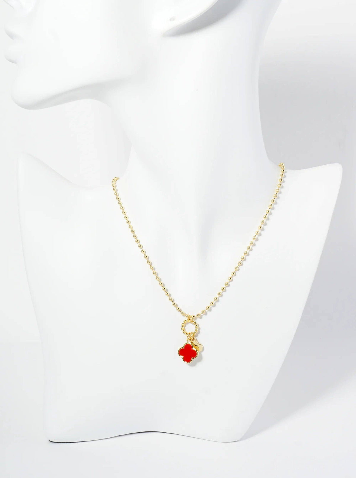 Lucky Double Quatrefoil Ball Chain Necklace