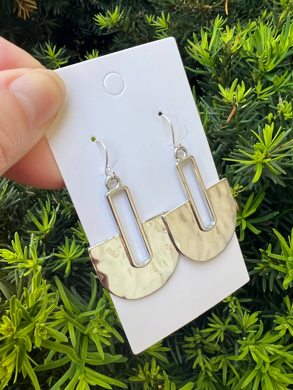 Gold Metal Fan Pendant Statement Earrings