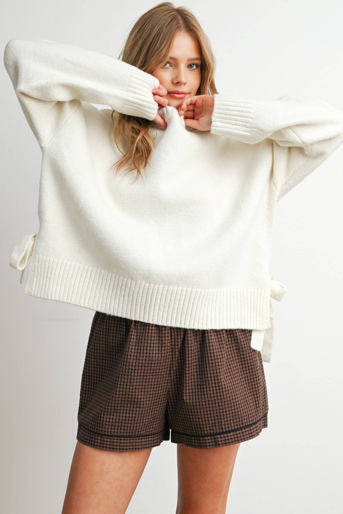 Tie Split-Hem Crewneck Long Sleeve Top - BMW7900