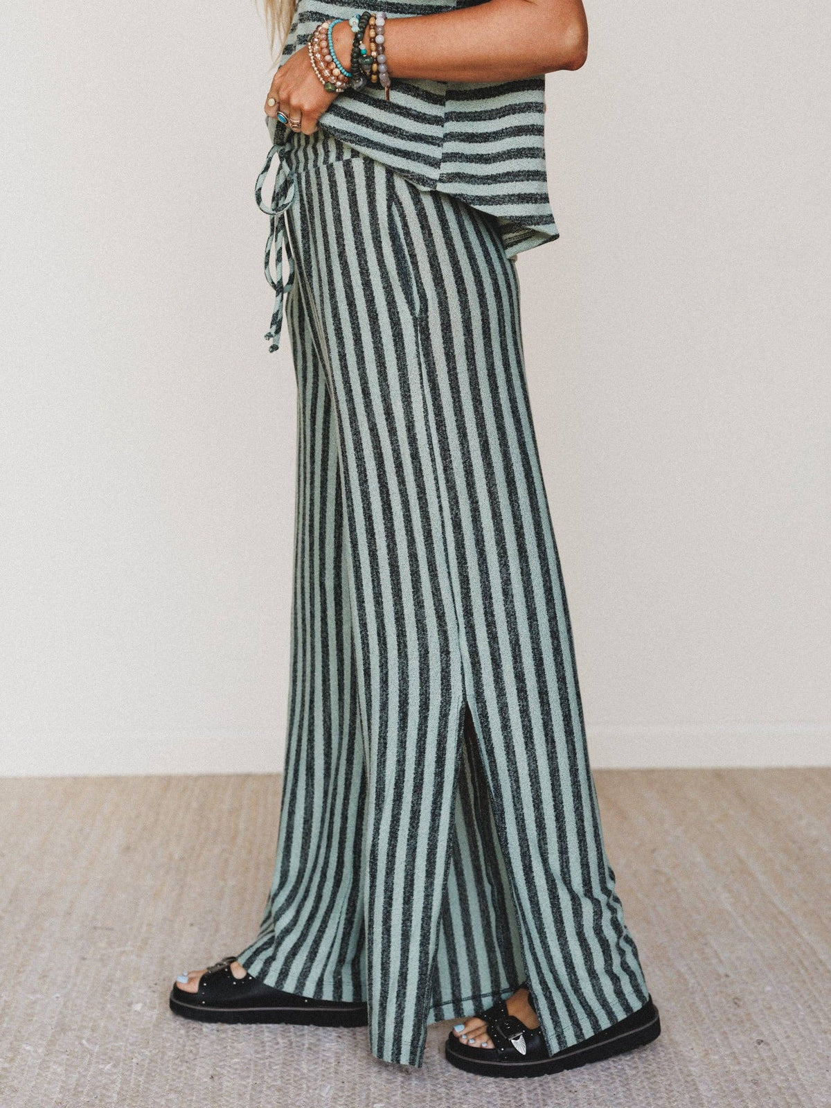 Ibiza Breeze Drawstring Pants - Sage Black