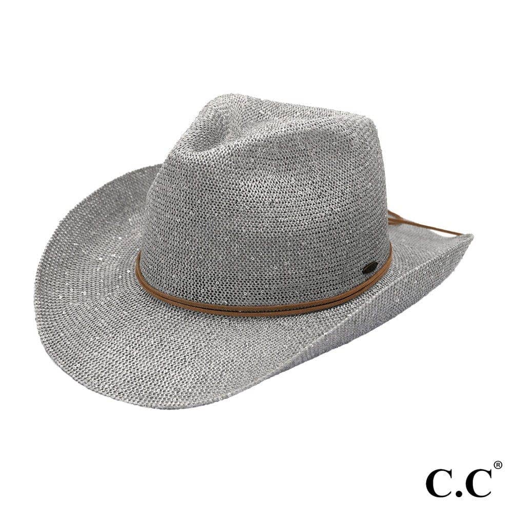 Sequin Cowboy Hat with Suede-Style Band