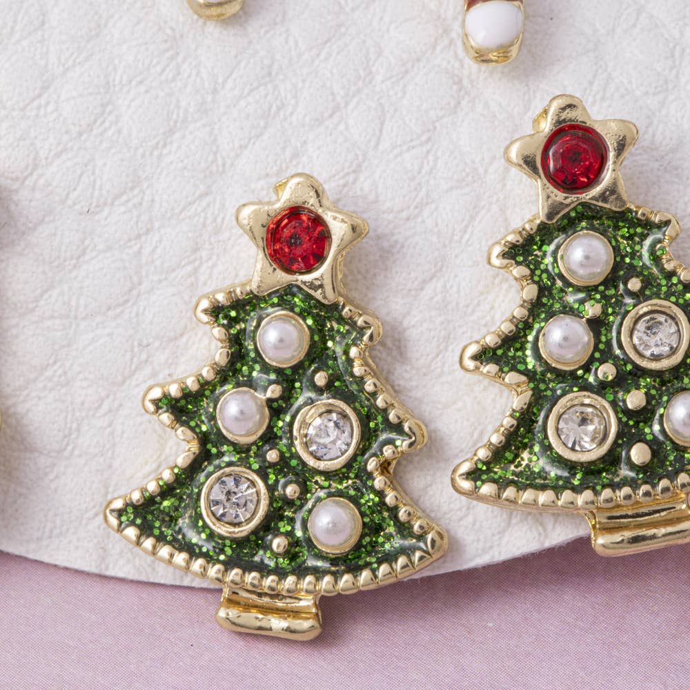 Christmas Santa And Tree Stud Earring Set