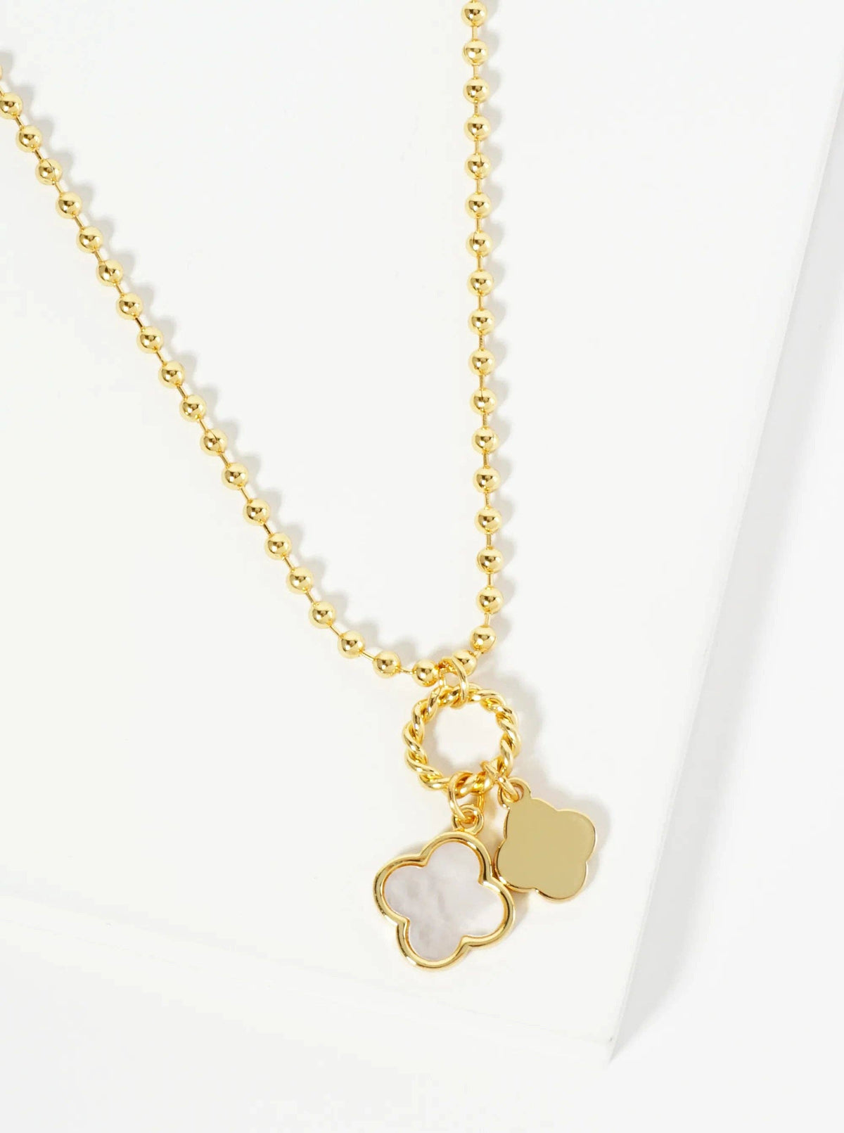 Lucky Double Quatrefoil Ball Chain Necklace