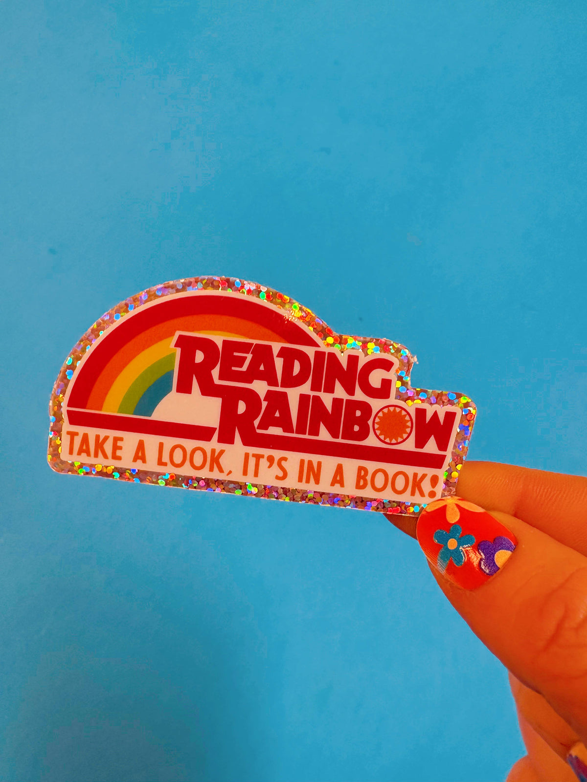 Reading Rainbow Glitter Vinyl Sticker