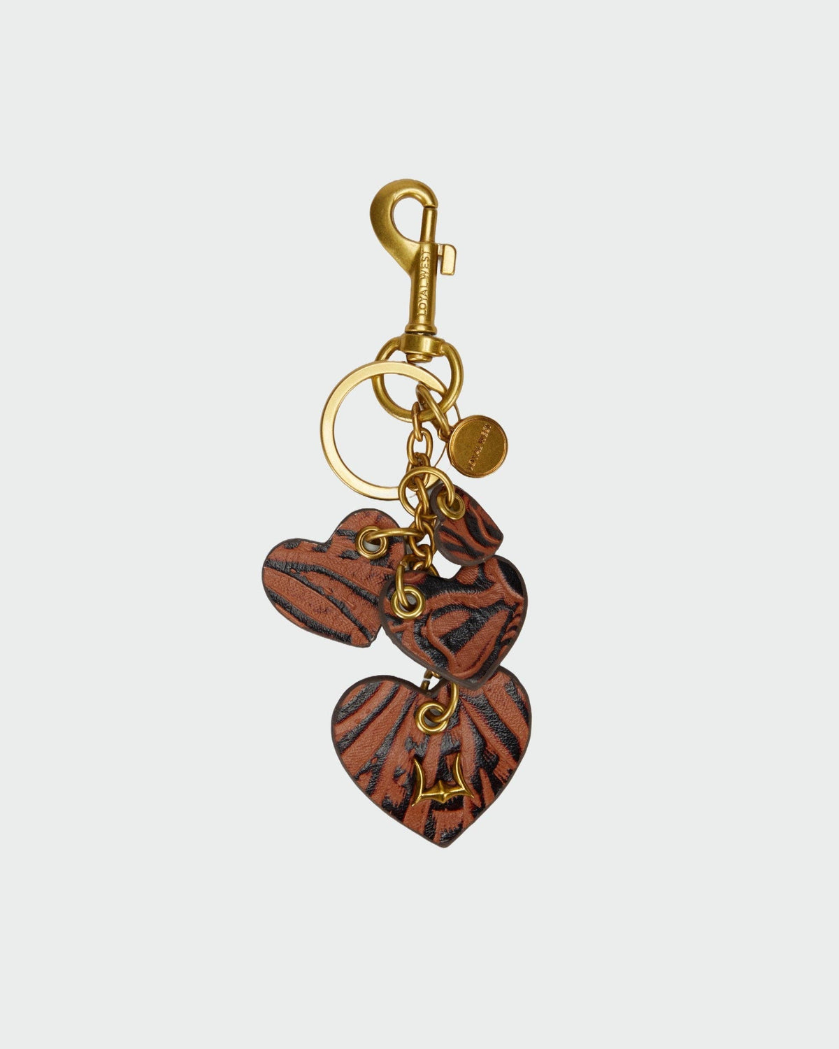 Loyal West Heart Shape Keychain In Hand Finished Embossed Leather - Turquoise