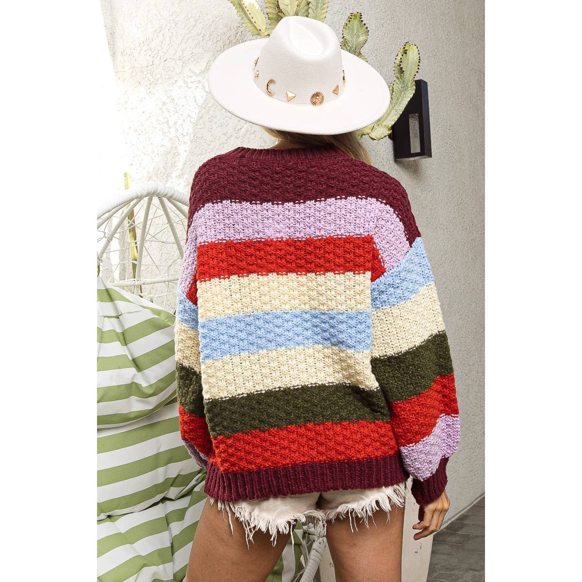 Stripe Color Block Chunky Sweater Pullover