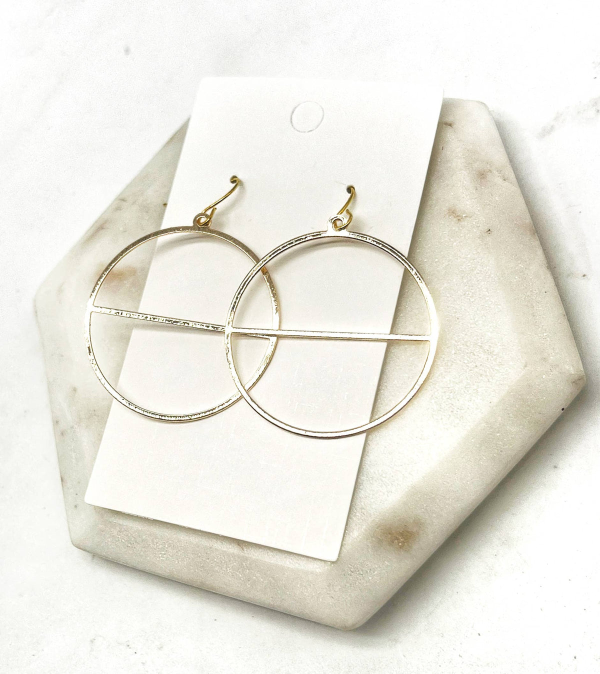 Gold Circle Metal Minimalist Modern Earrings