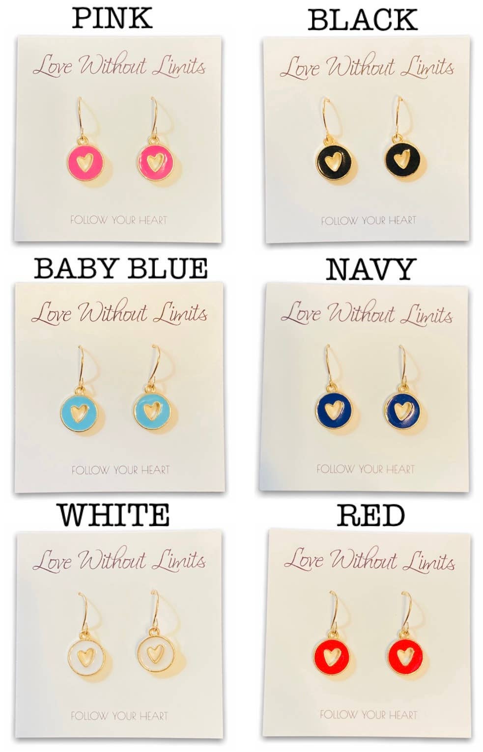 Love Without Limits Enamel Heart Dangle Earrings