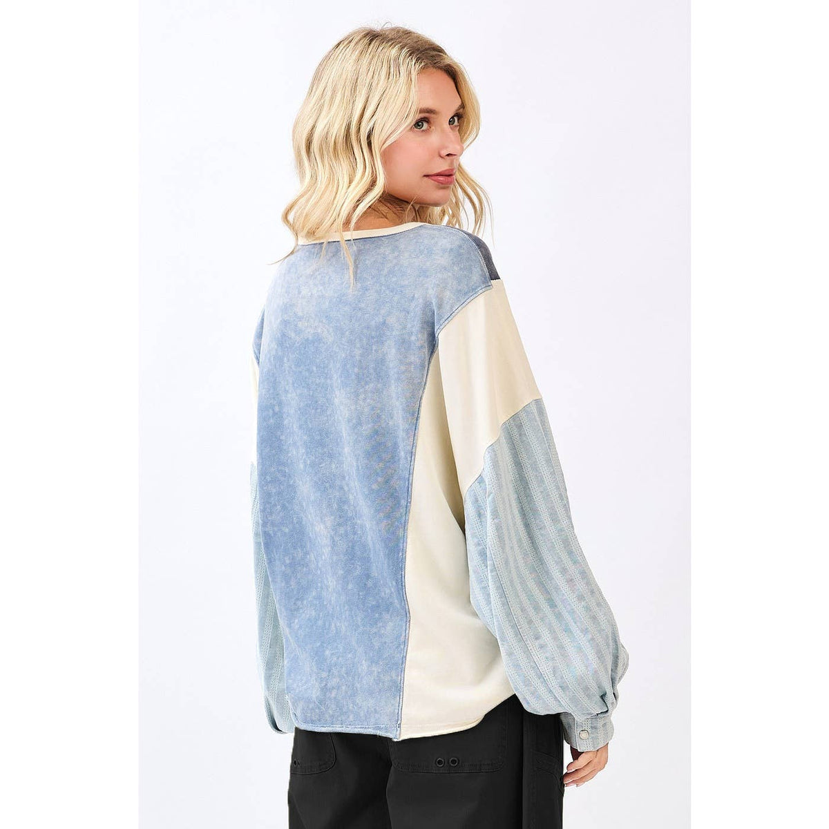 Patchwork Mixed Media Colorblock Top