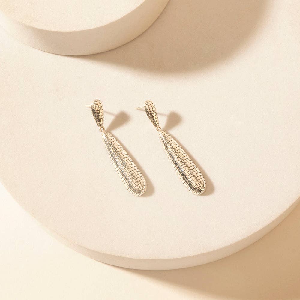 Woven Sterling Silver Teardrop Earrings