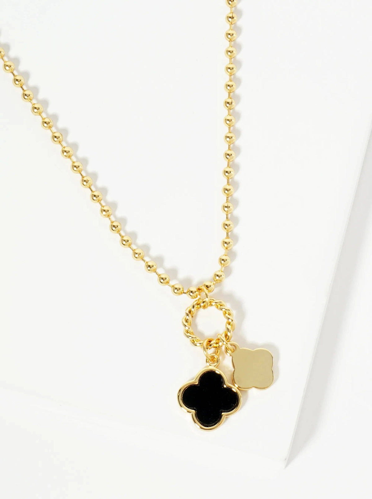Lucky Double Quatrefoil Ball Chain Necklace
