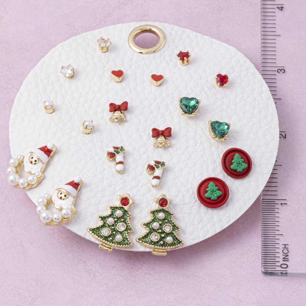 Christmas Santa And Tree Stud Earring Set
