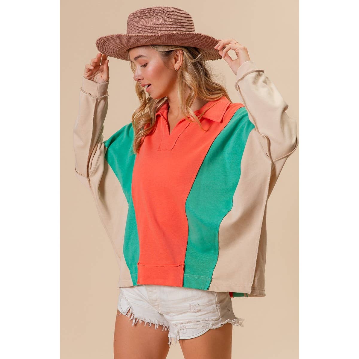 Colorblock French Terry Knit Top