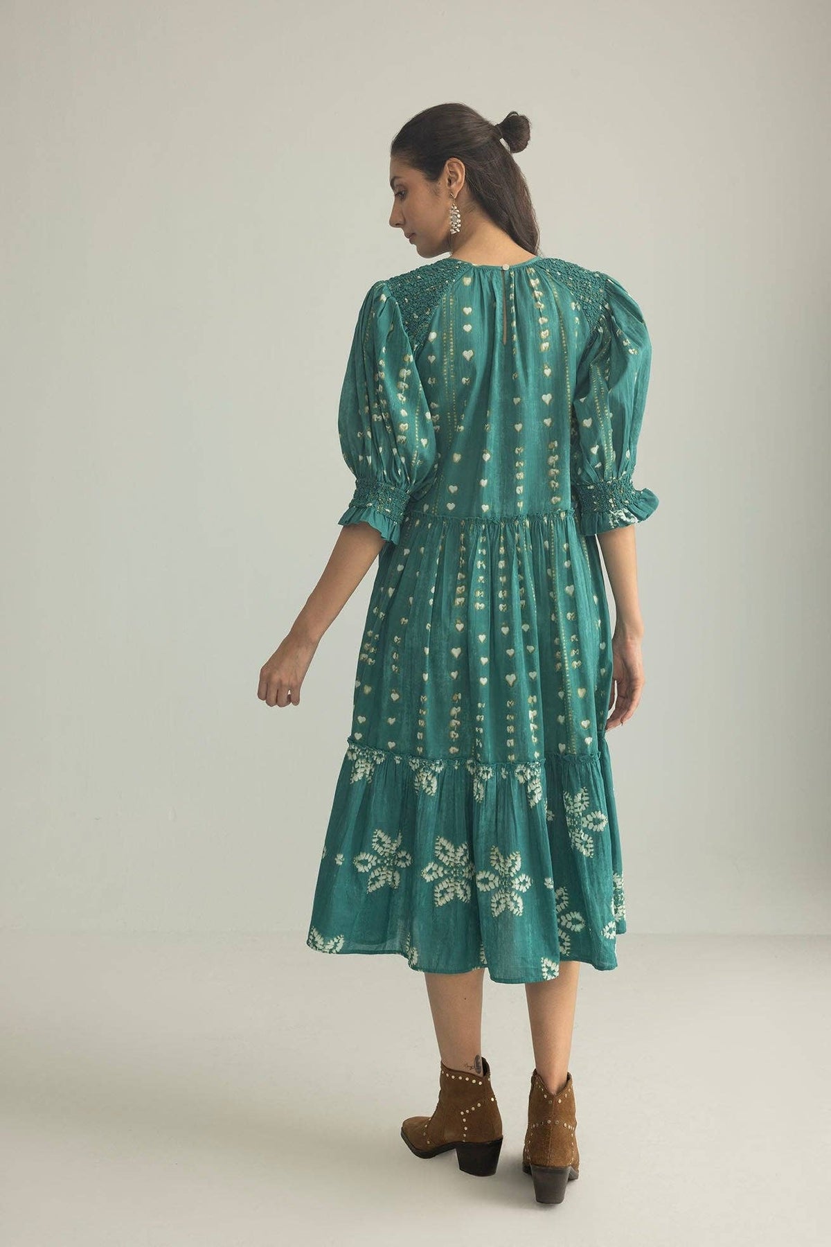 Canyon Teal Heart & Floral Maxi Dress