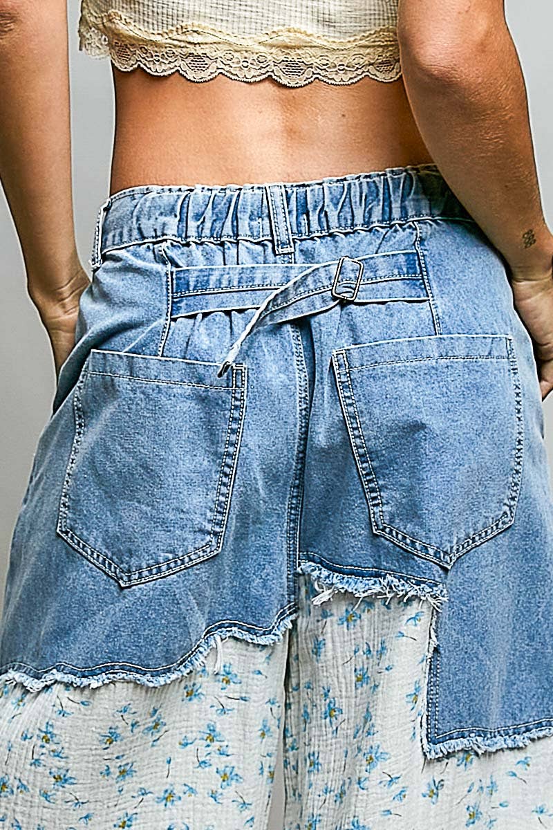 Asymmetrical Patchwork Twill Pants